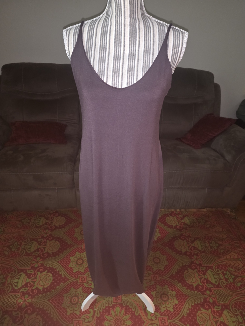 SKIMS Chocolate Brown Scoop Neck Maxi Slip Dress